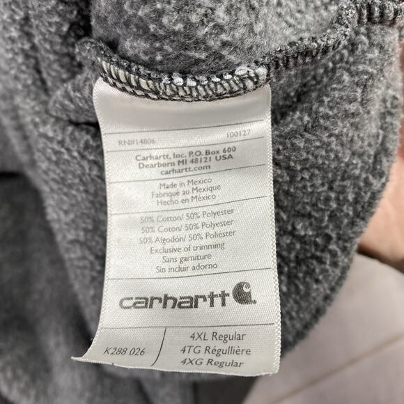Carhartt Hoodie Mens 4XL Gray Original Fit Pullover Sweatshirt Workwear Spellout - Picture 6 of 8